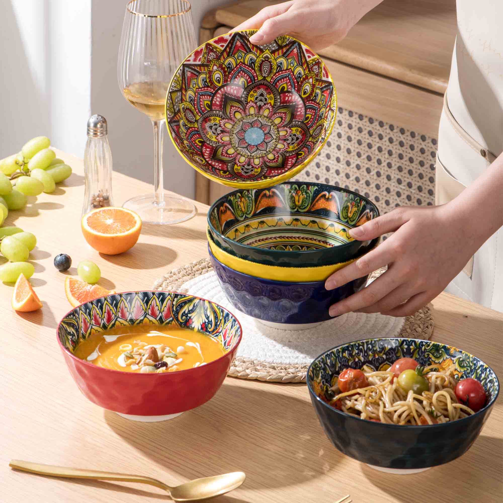 Amazon.co.jp: Henten Home セラミック スープボウル 6個セット